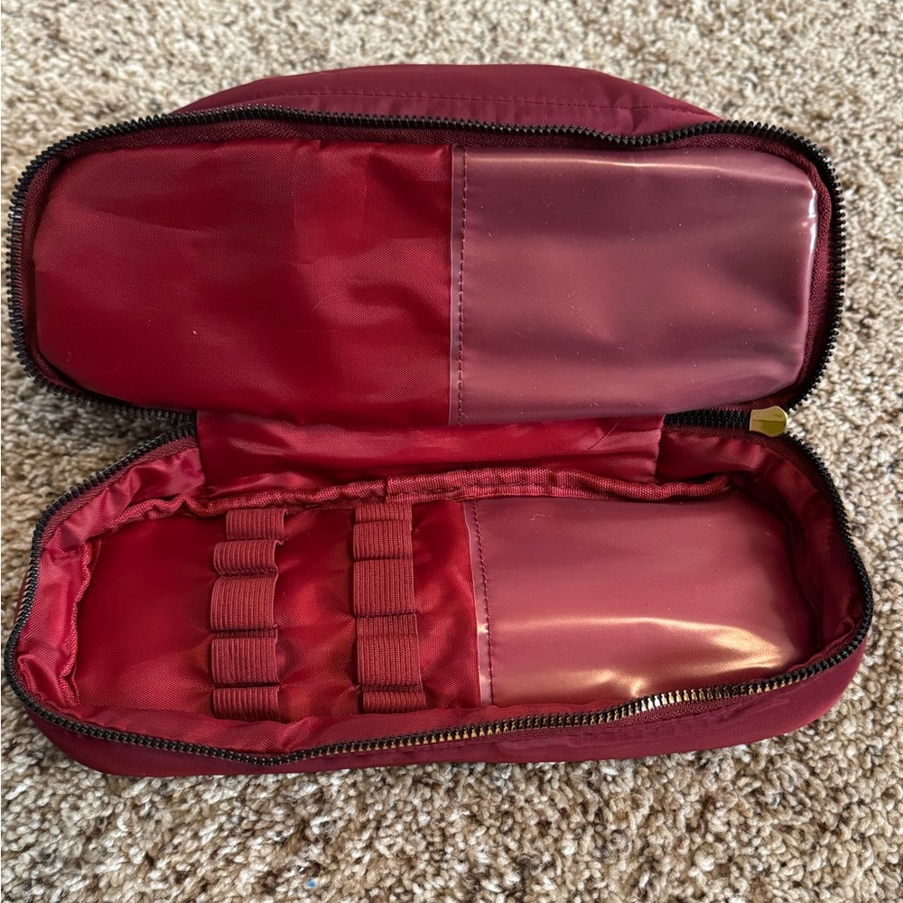 Laura Geller Burgundy Cosmetic Bag with Gold Accents - Picture 6 of 12